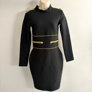 Sonja by Sonja Morgan RHONY Black Military Gold Trim Dress NWT Size L